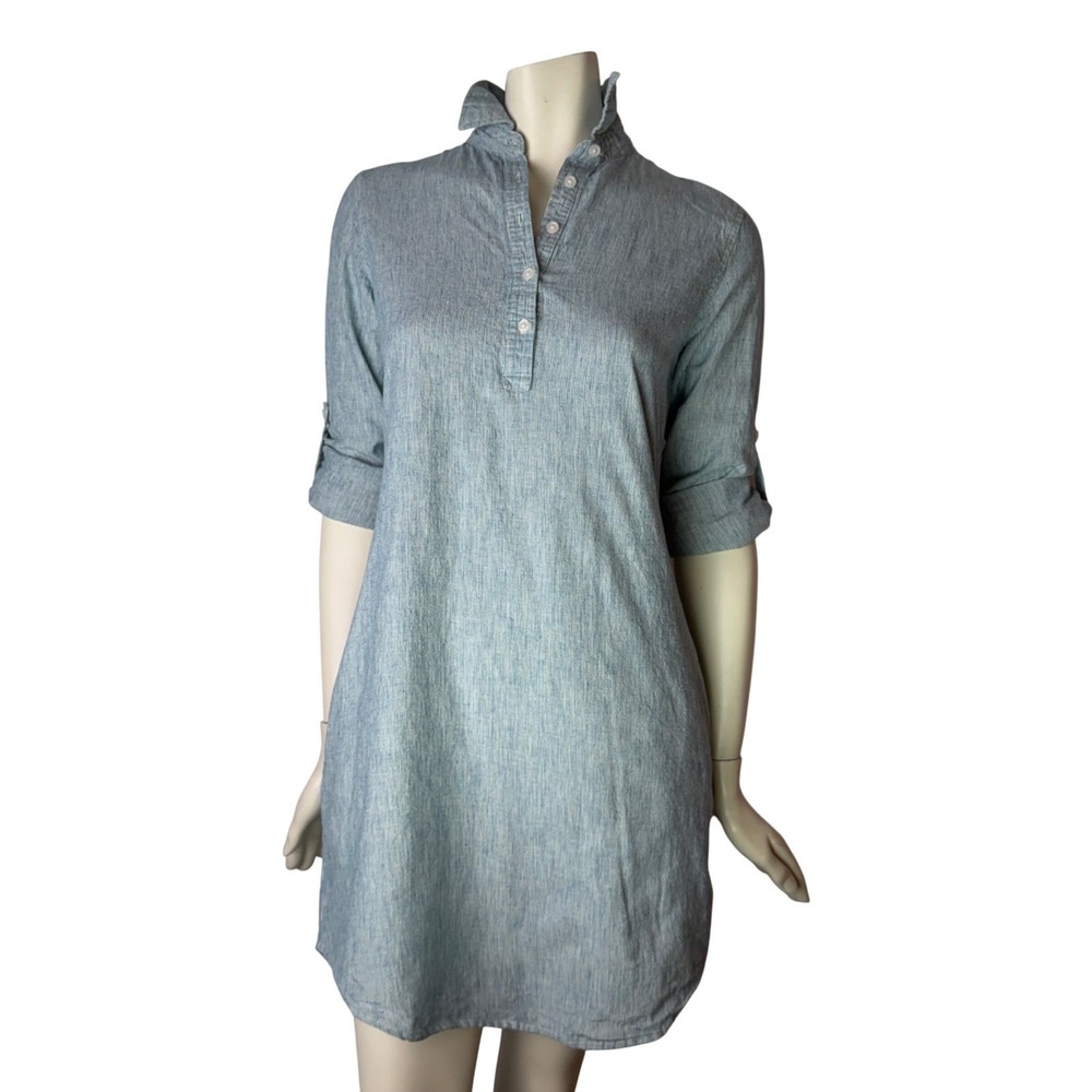 Freedom Trail Kyodan Stripe Shirt Dress Denim Pockets‎ Coastal Western Cowgirl S